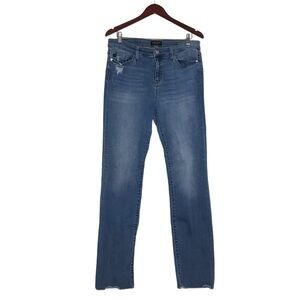 Judy Blue Medium Wash Straight Fit Distressed Denim Jeans Womens Size 13/31